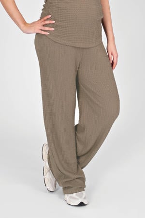 straight high waist zwangerschaps casual broek met textuur taupe