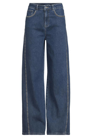 wide leg jeans met studs mid blue