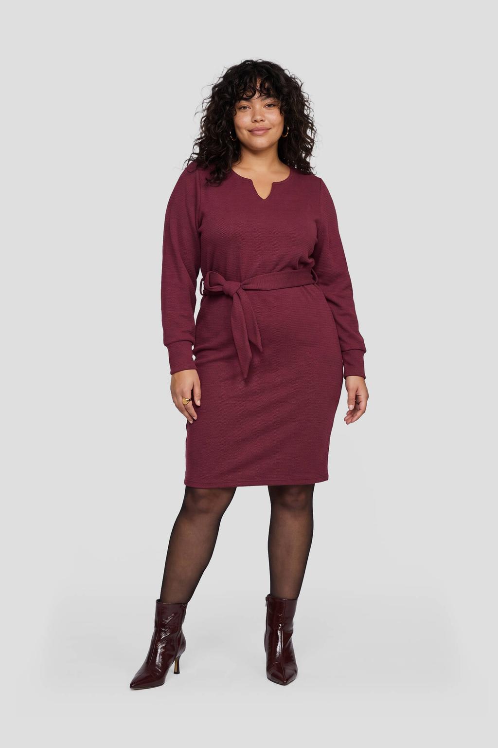 GREAT LOOKS midi jurk met textuur bordaux