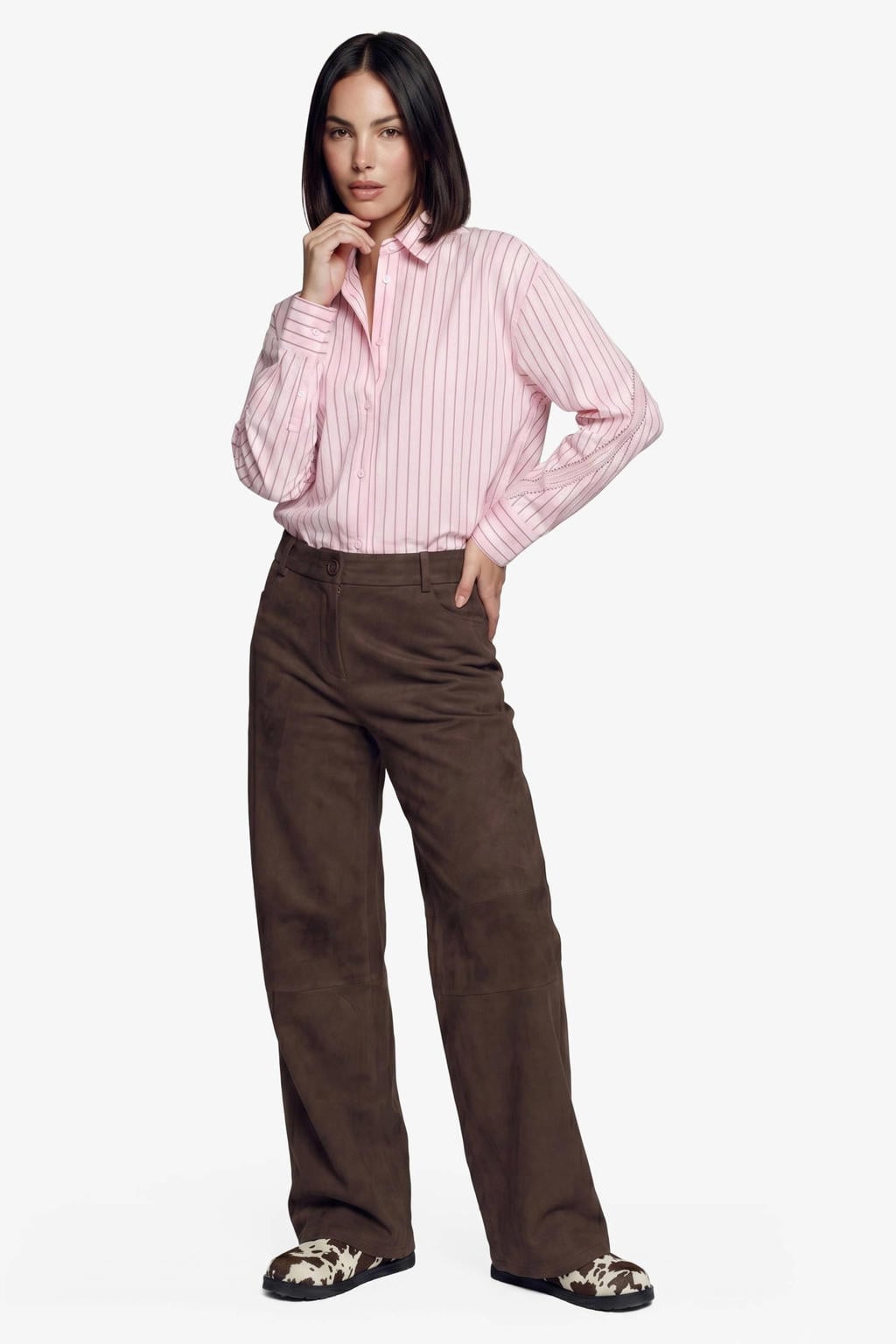 FLURESK blouse met krijtstreep - roze