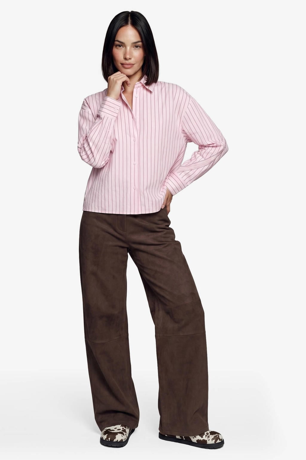 FLURESK wide leg broek - bruin