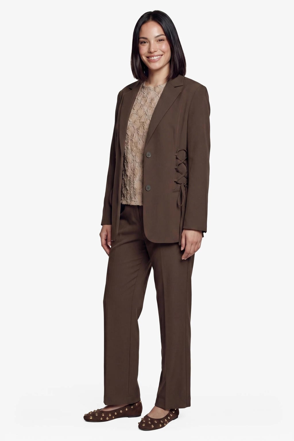 FLURESK wide leg broek - bruin