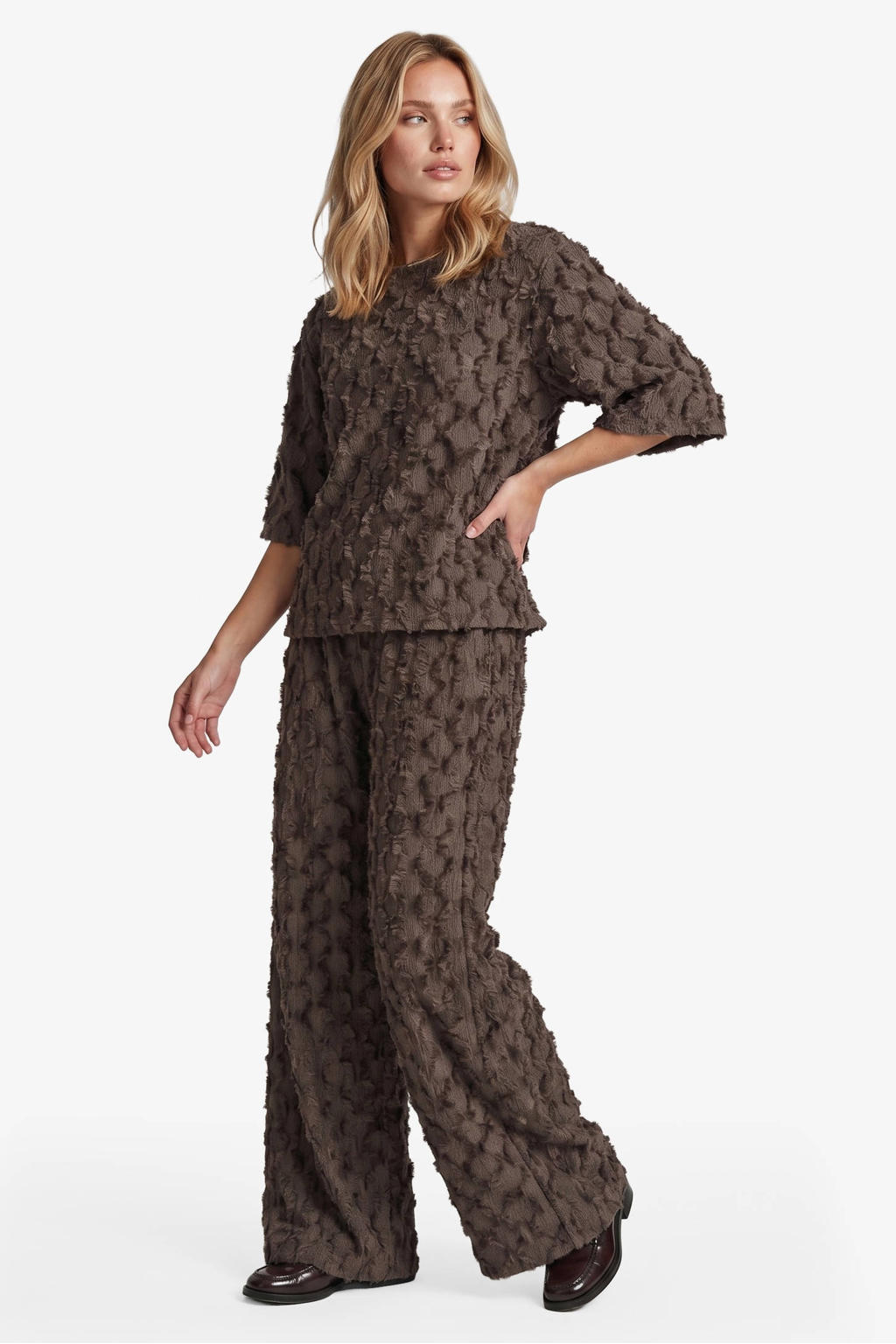 FLURESK wide leg broek - bruin
