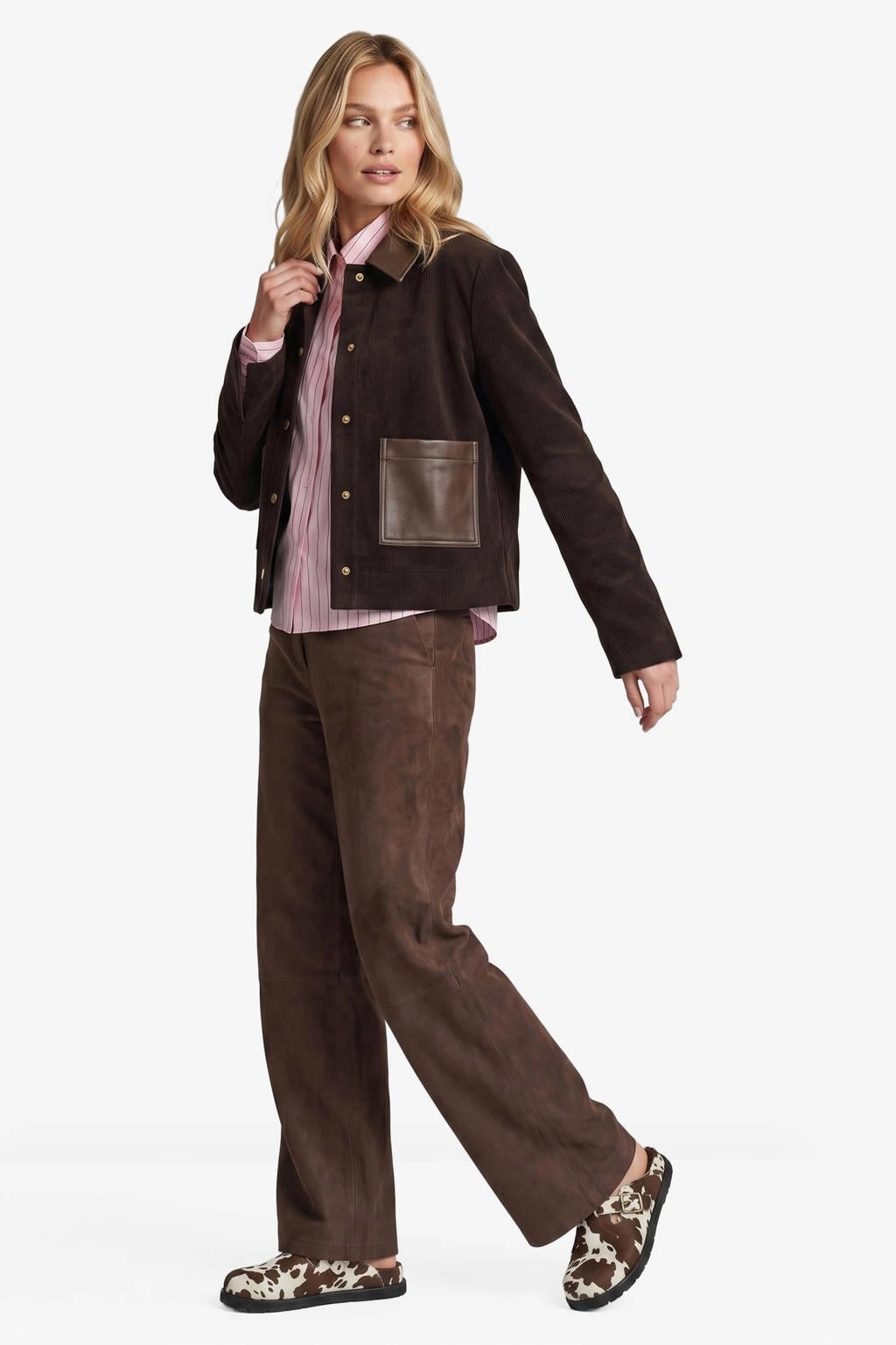 FLURESK corduroy tussenjas - bruin
