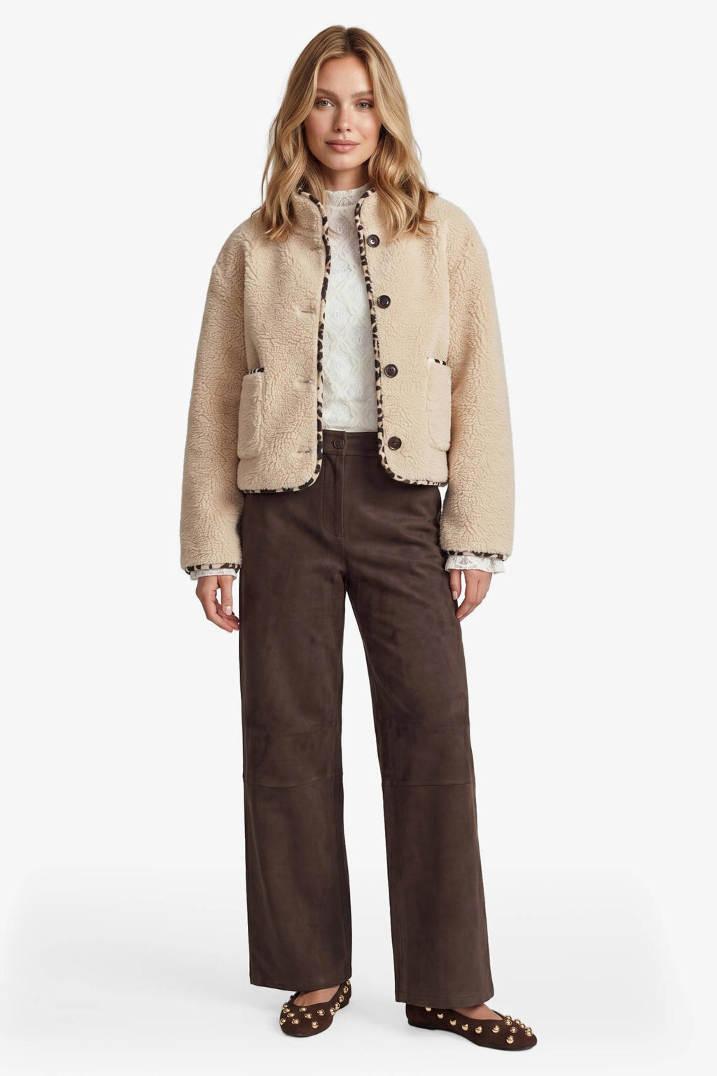 FLURESK teddy winterjas - beige