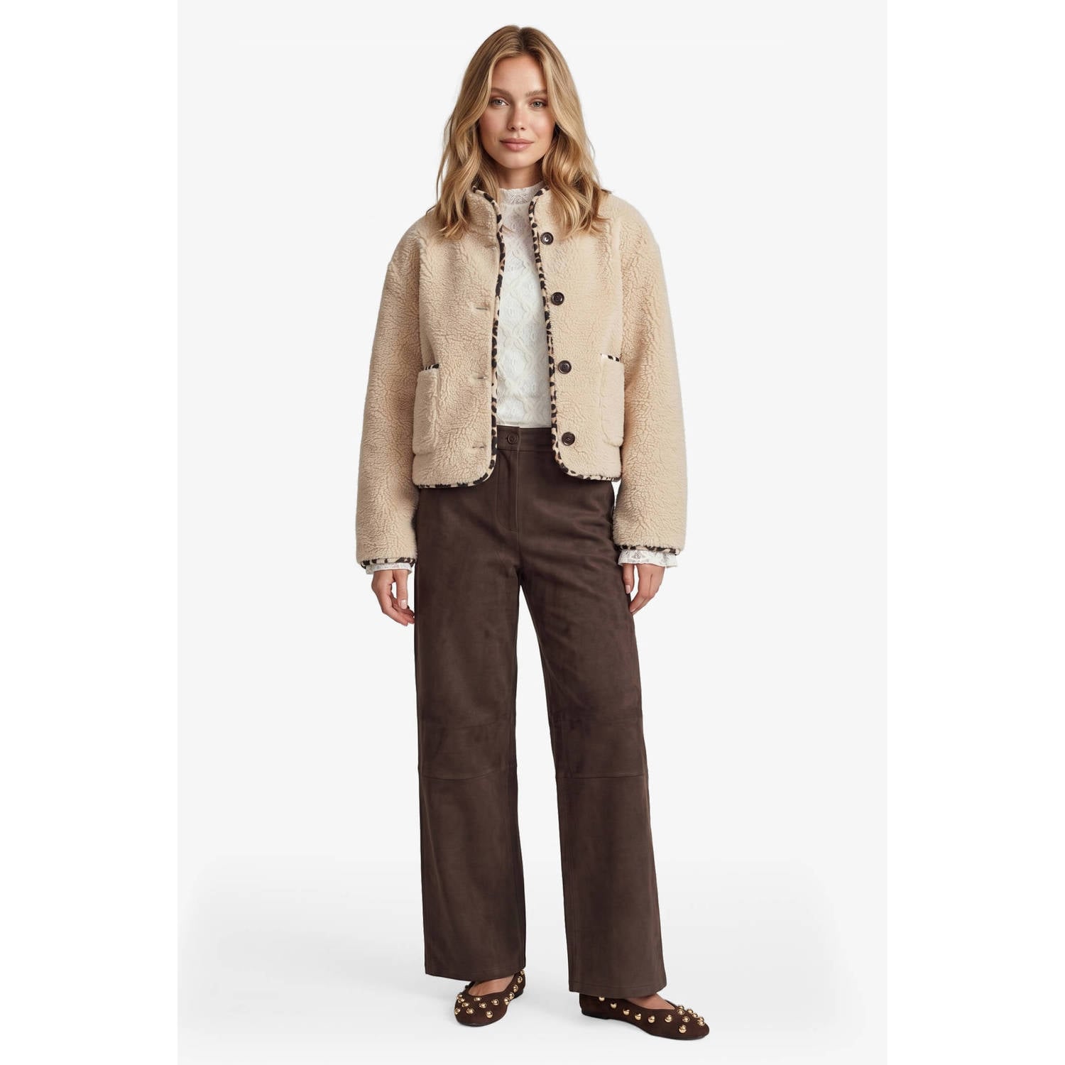 FLURESK teddy winterjas beige