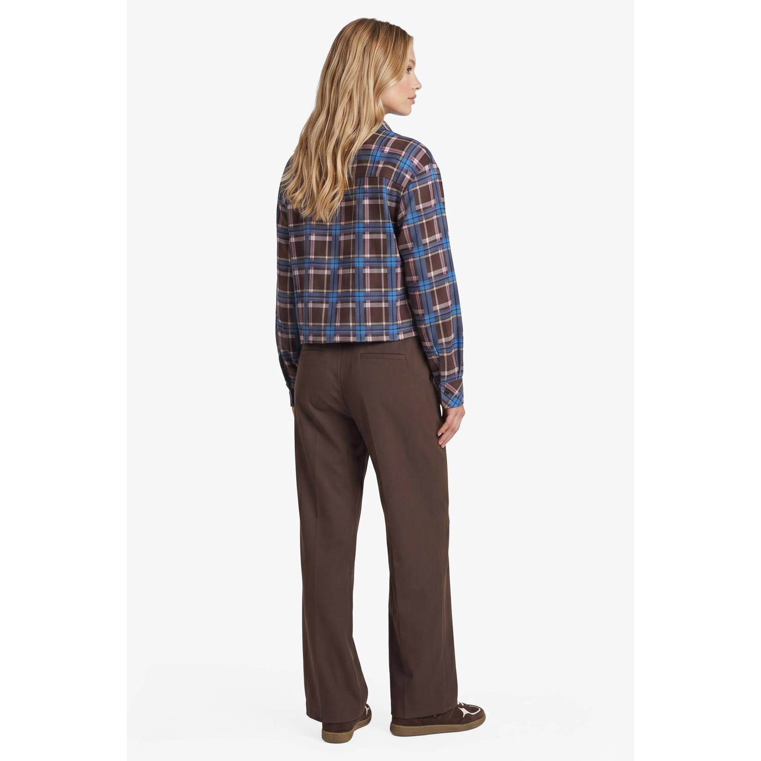 FLURESK geruite blouse bruin