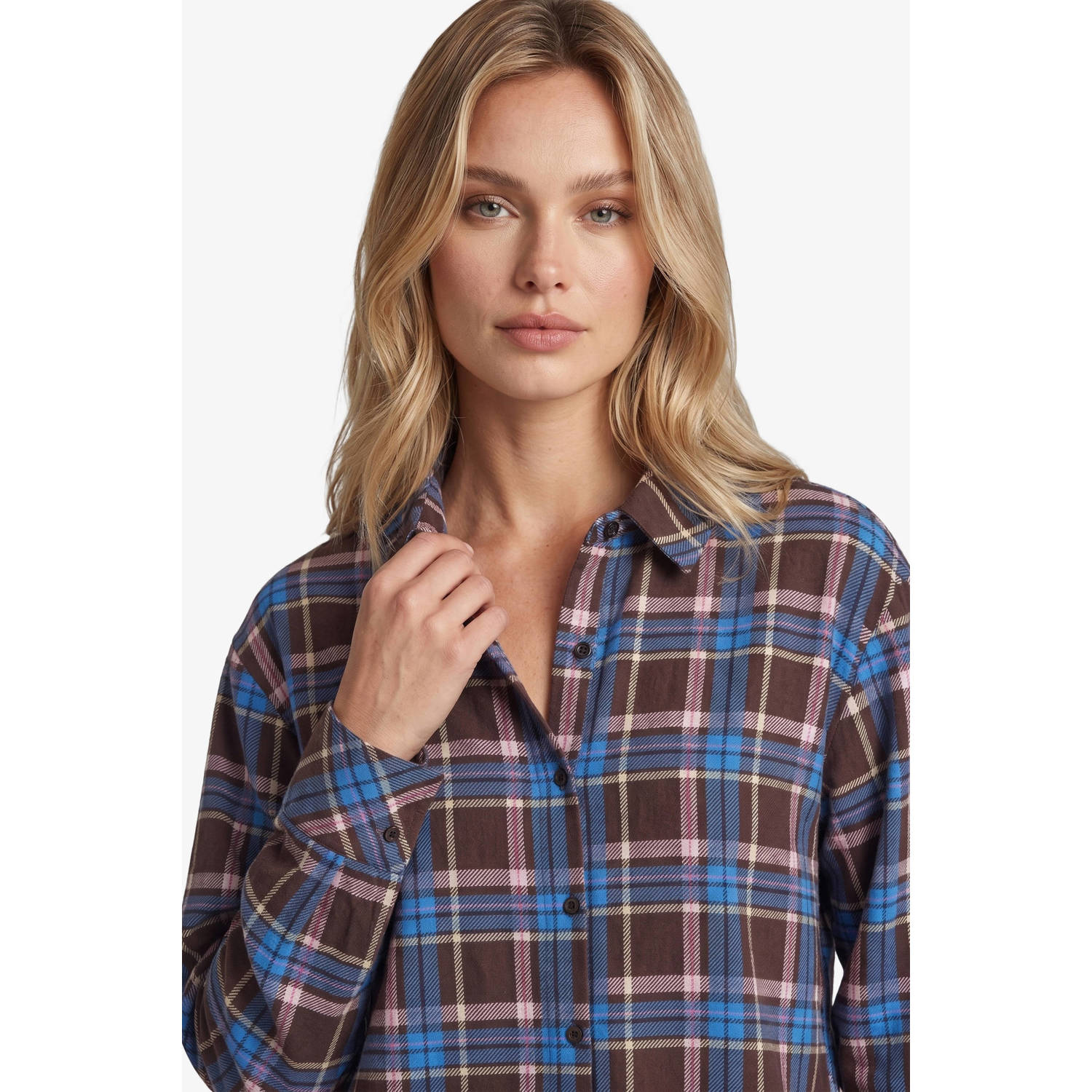 FLURESK geruite blouse bruin