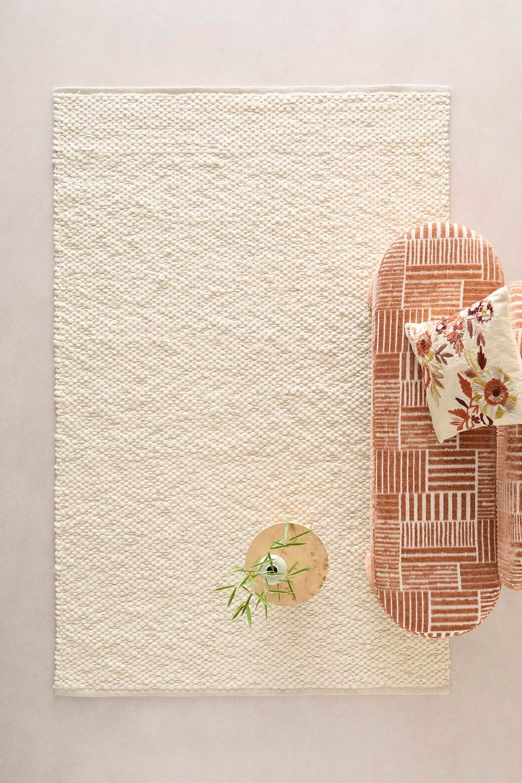 NOUS Living laagpolig rechthoekige wollen vloerkleed Aimee 230x160 cm - crème