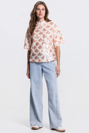 top met pailletten roze