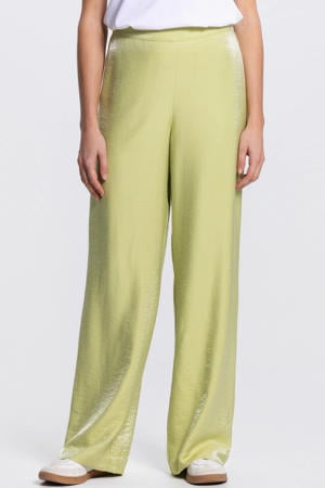 wide leg regular waist broek groen
