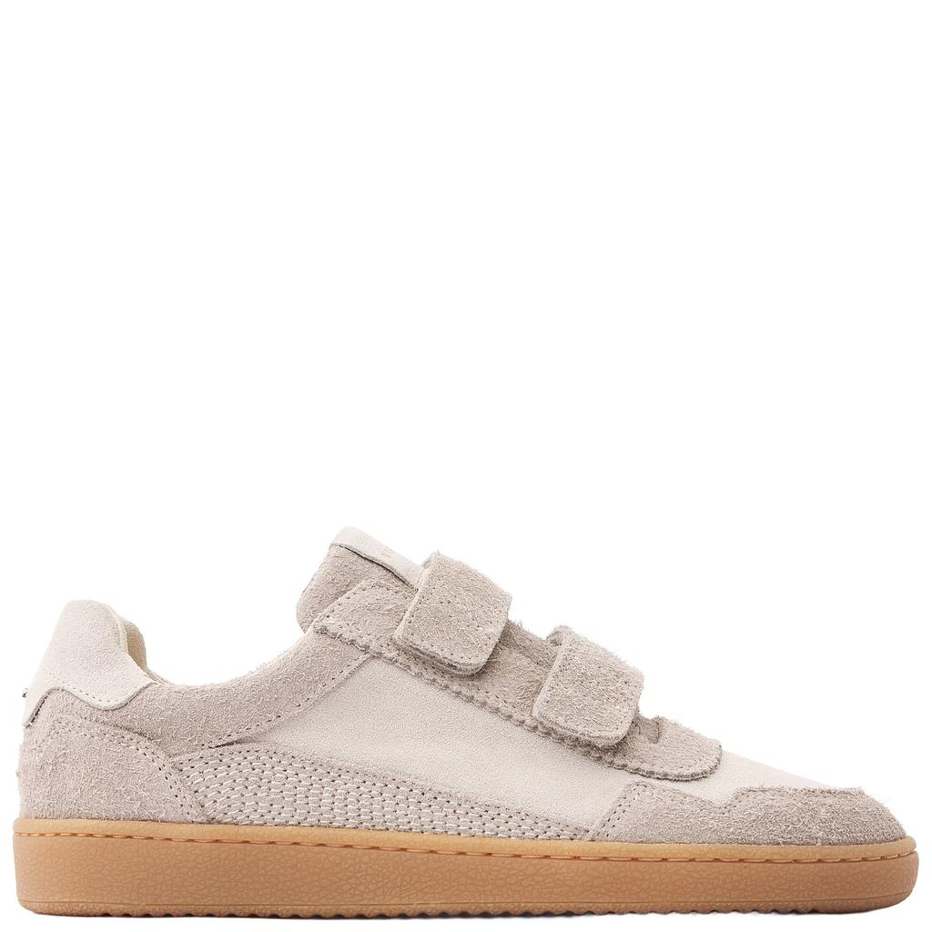 Lichtgrijze dames Nubikk Ray Venti suède sneakers - met klittenband