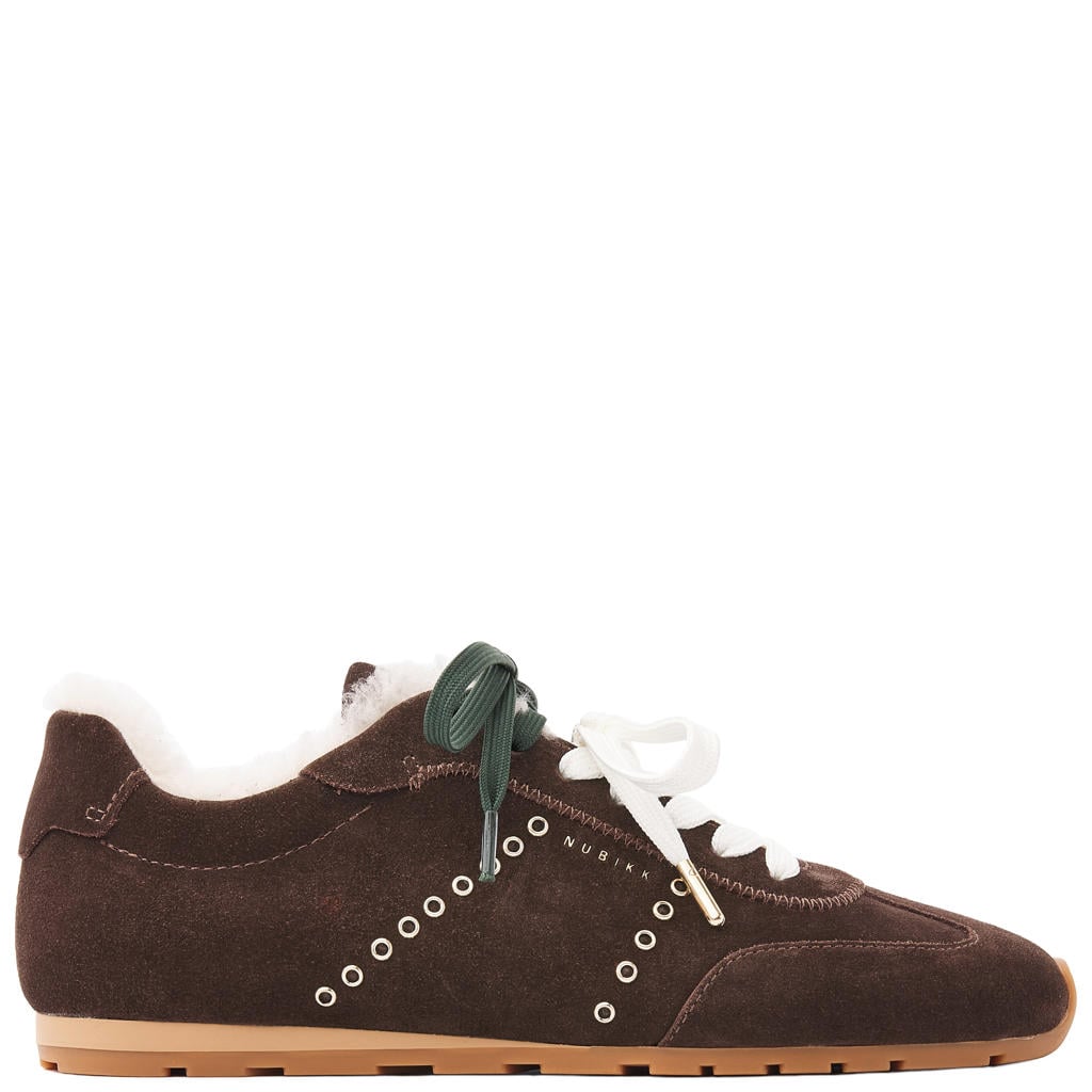 Donkerblauwe dames Nubikk Billy Lou Fur II suède sneakers - met veters