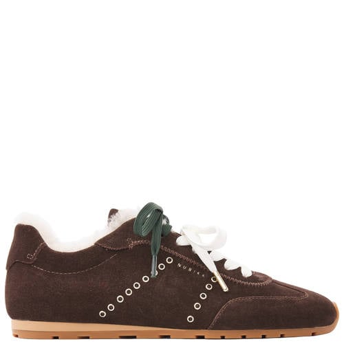 Nubikk Billy Lou Fur II suède sneakers donkerbruin