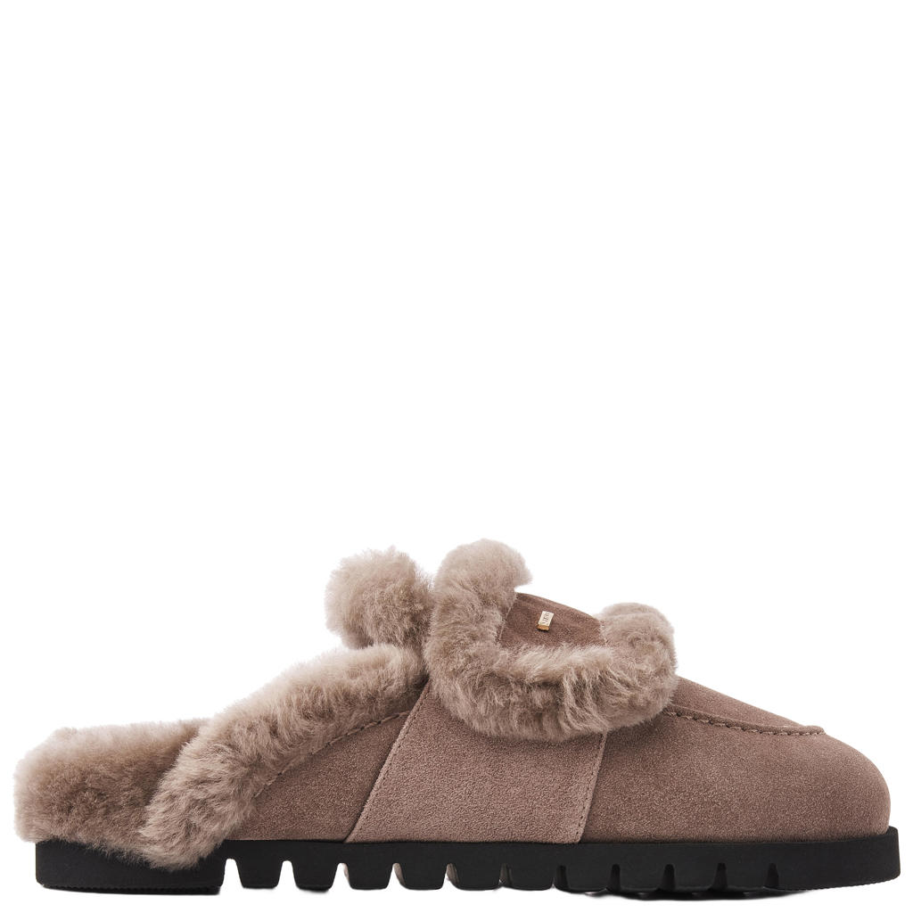 Nubikk Teddy Furry II suède clogs - taupe