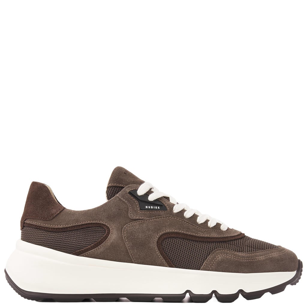 Grijze heren Nubikk Luca Noa leren sneakers met veters