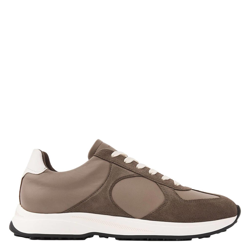 Taupe heren Nubikk Finn Rio suède sneakers - met veters
