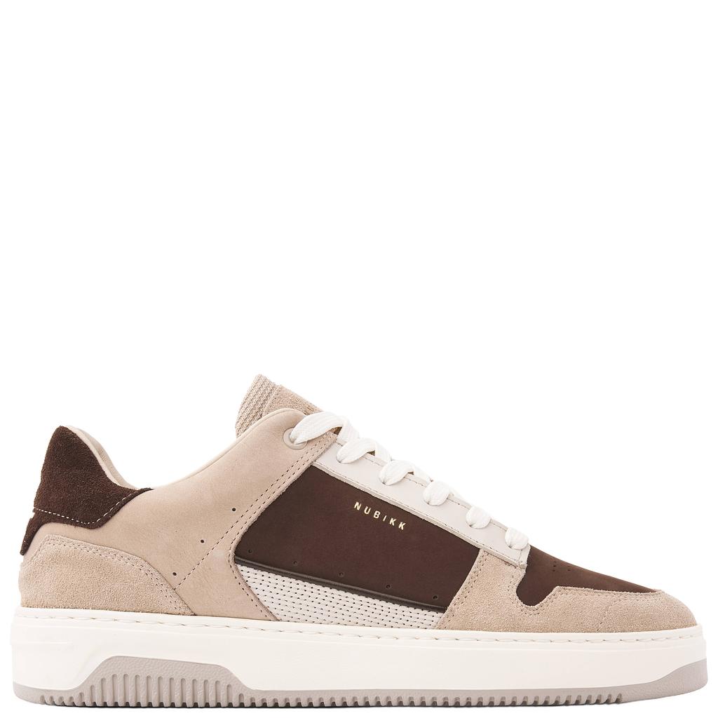 Bruin en beige heren Nubikk Basket Courtside suède sneakers - met veters