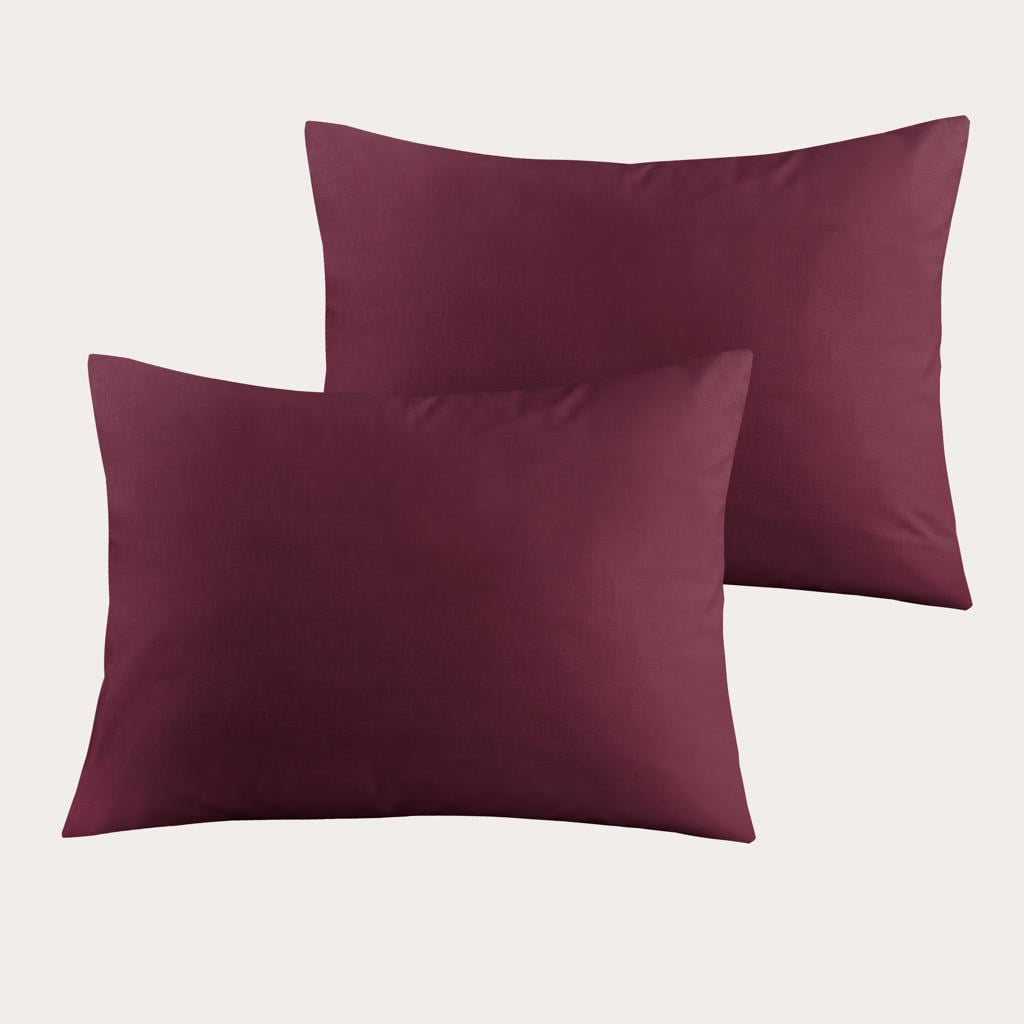 NOUS Living katoenen kussenslopen 50x70 cm - donkerrood (set van 2)