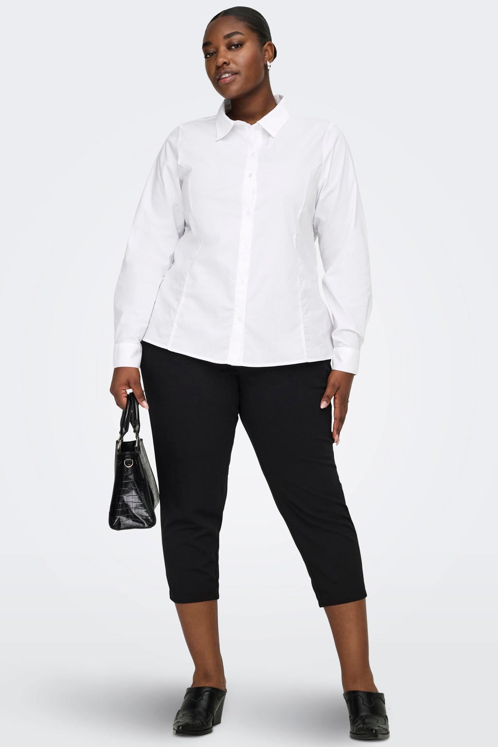 Zwarte dames ONLY CARMAKOMA skinny high waist chino van polyester met elastische tailleband en effen