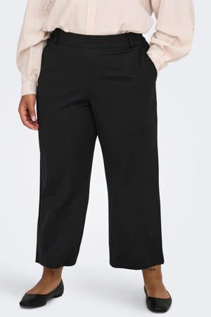 flared high waist casual broek zwart