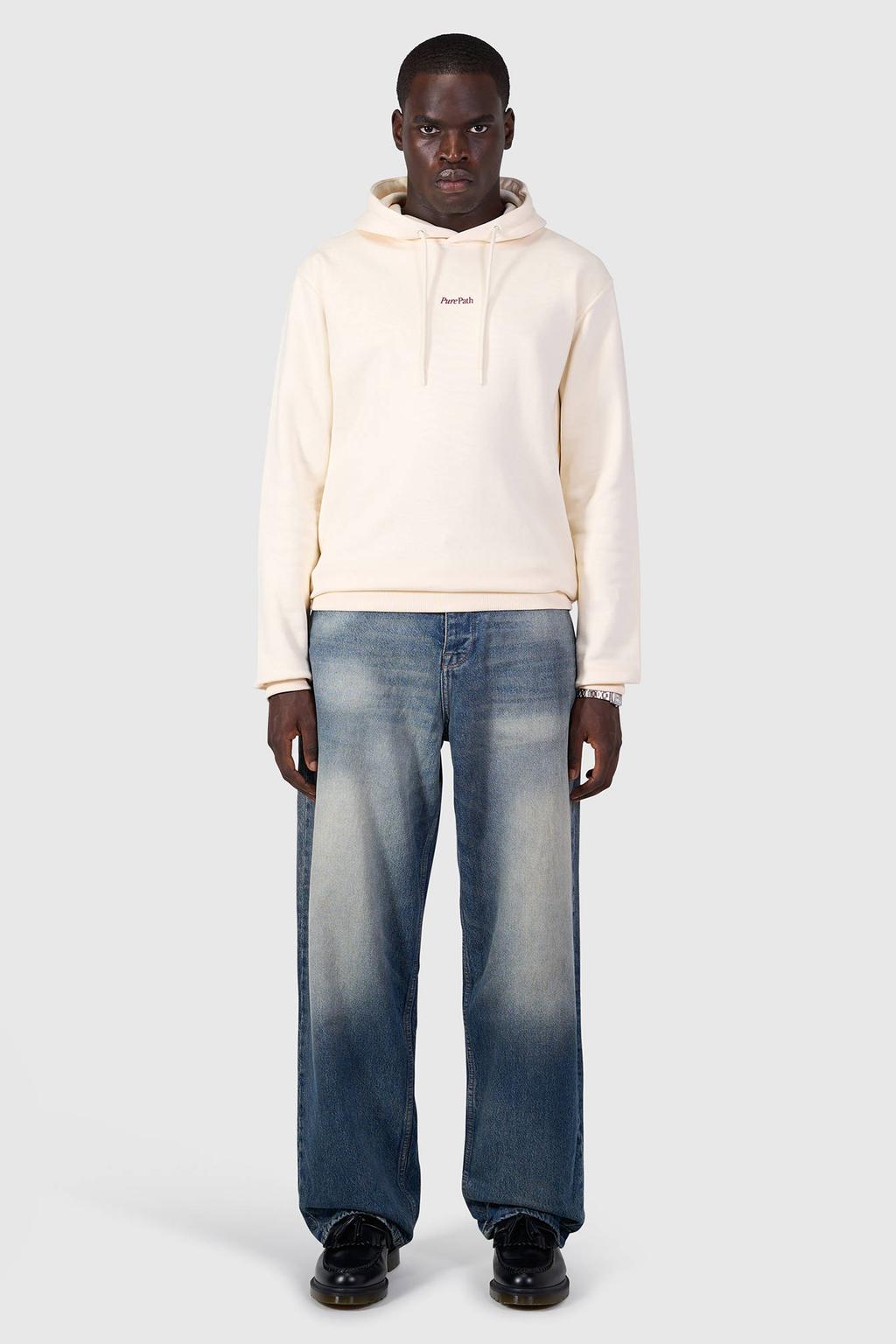 Pure Path regular fit hoodie met backprint - ecru