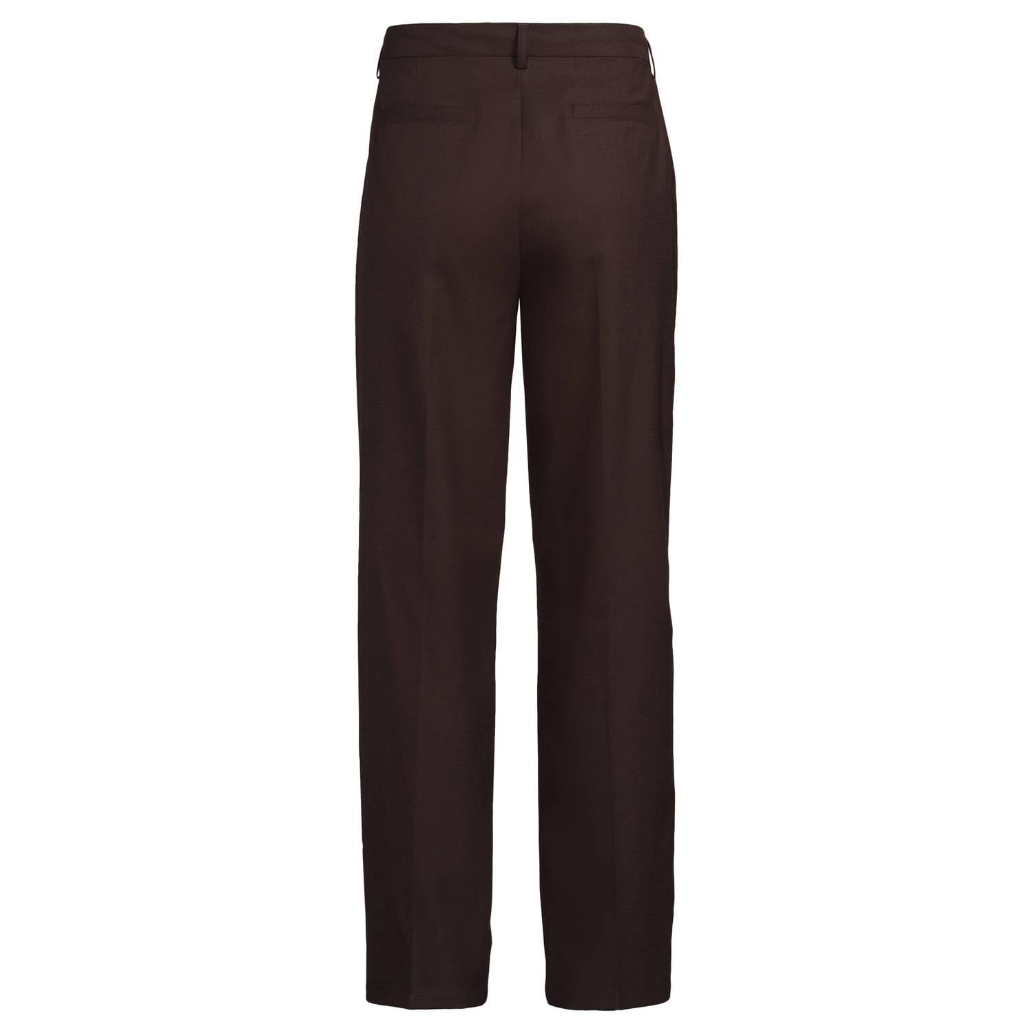 Pure Path regular fit twill pantalon met plooien en wol dark brown