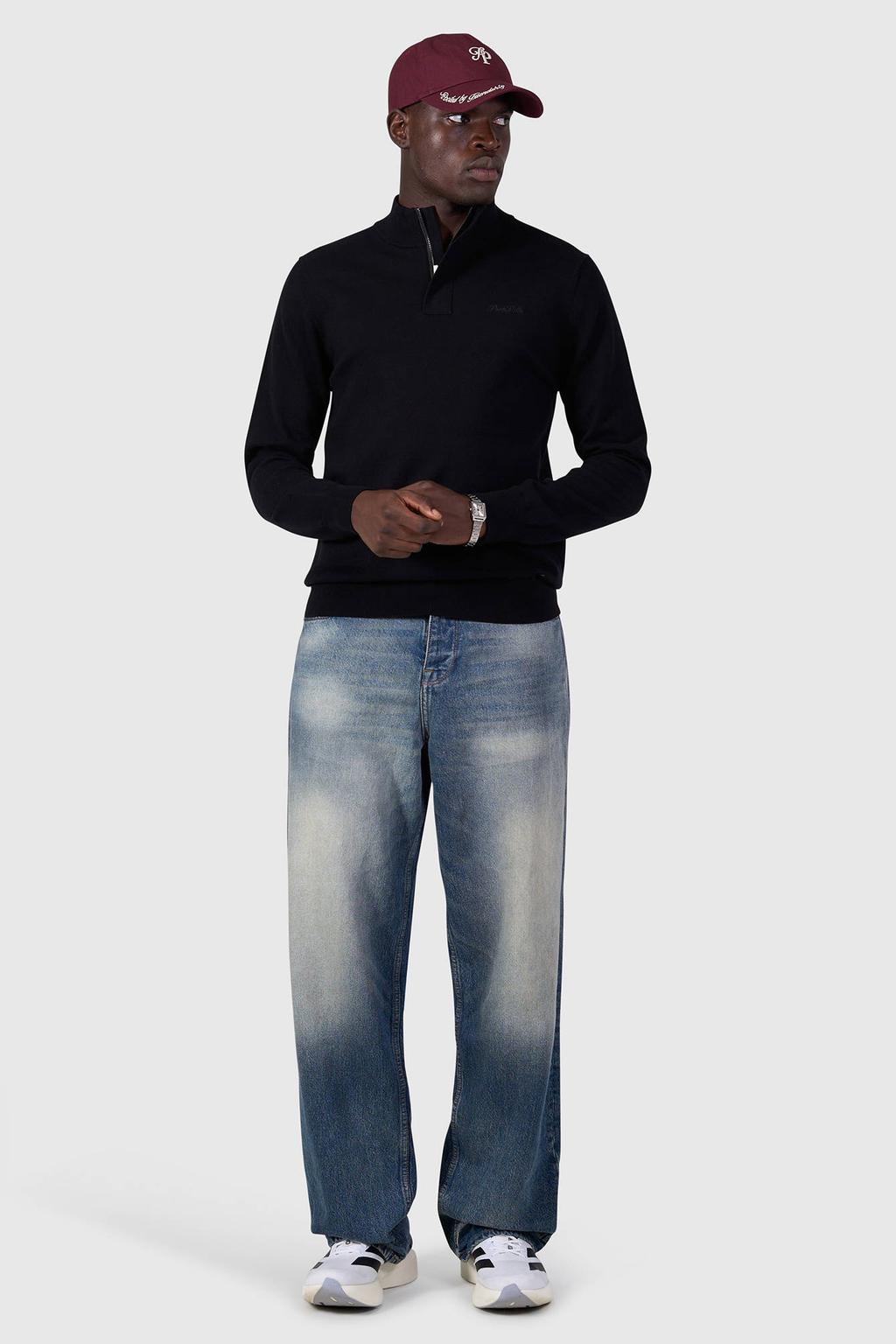 Pure Path katoenen regular fit gebreide trui - zwart