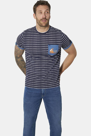 regular fit gestreepte T-shirt Plus Size - donkerblauw