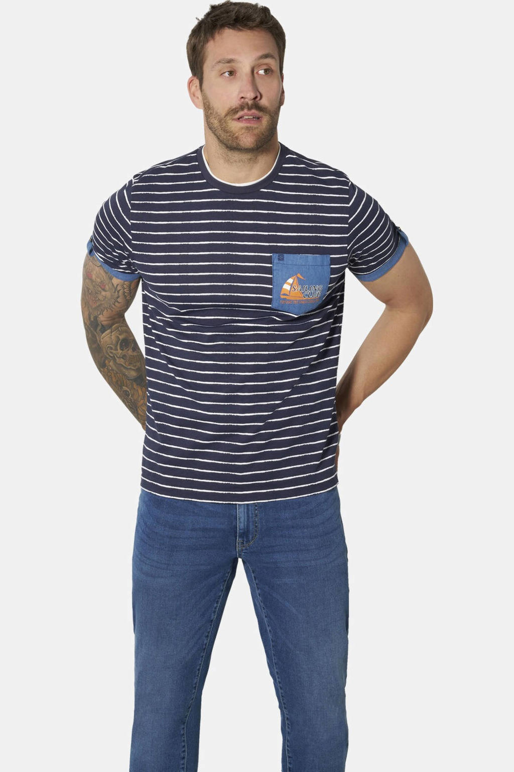 Babista regular fit gestreepte T-shirt Plus Size - donkerblauw