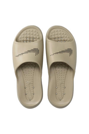 Victori One Shower badslippers met logo kaki/zwart