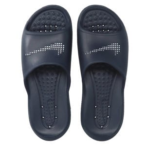 Victori One Shower badslippers met logo donkerblauw/wit