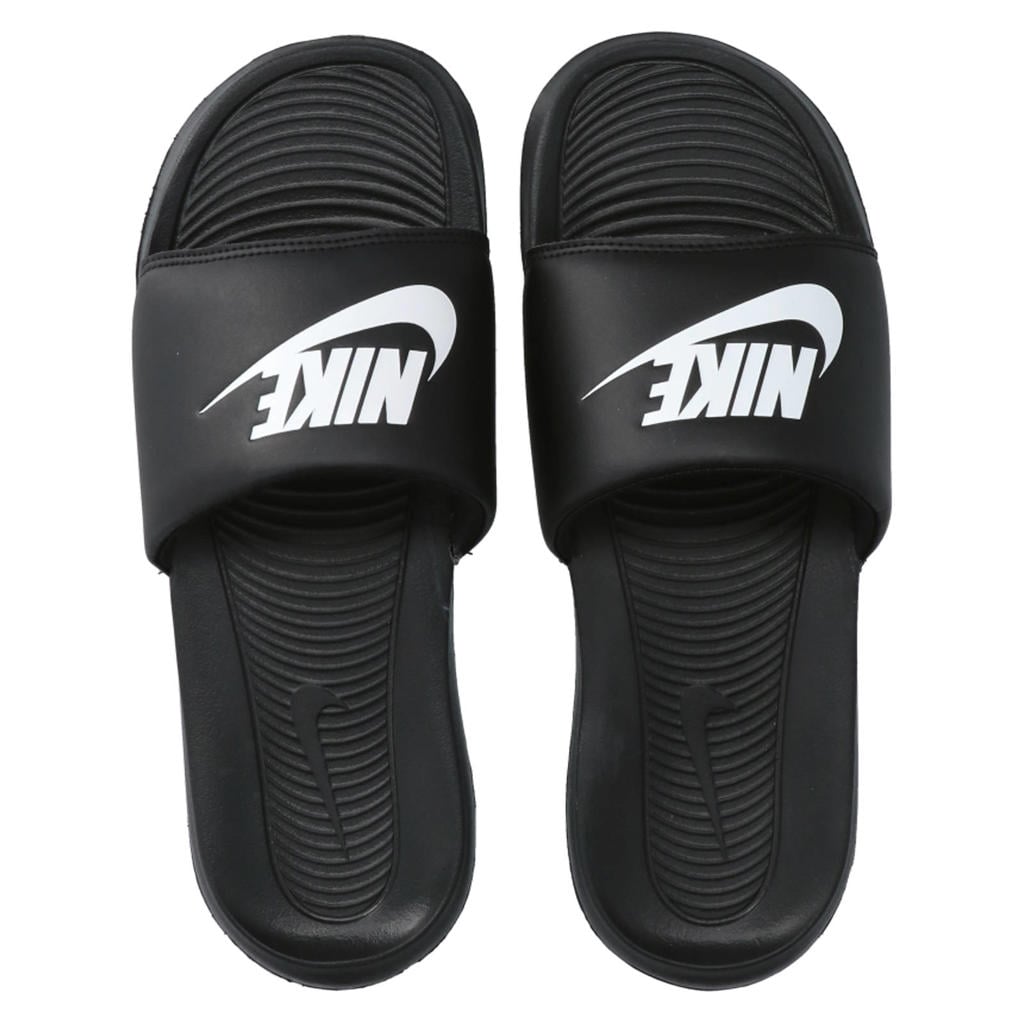 Zwart en witte unisex Nike Victori One badslippers met logo van rubber