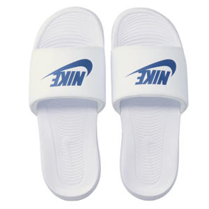 Victori One badslippers met logo wit/kobaltblauw