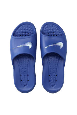 Victori One Shower badslippers met logo kobaltblauw/wit