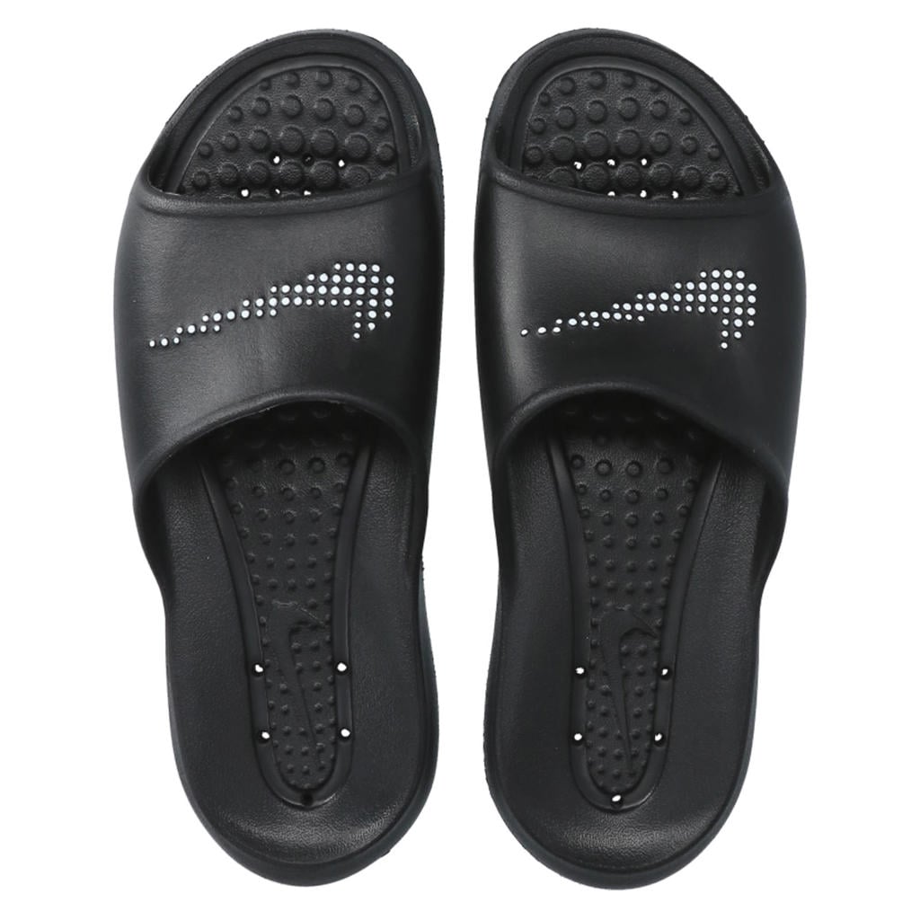 Zwart en witte heren Nike Victori One Shower badslippers met logo van rubber