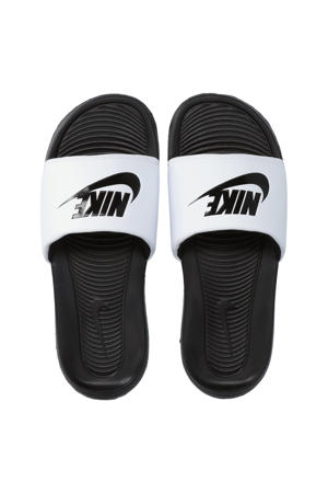 Victori One badslippers met logo wit/zwart