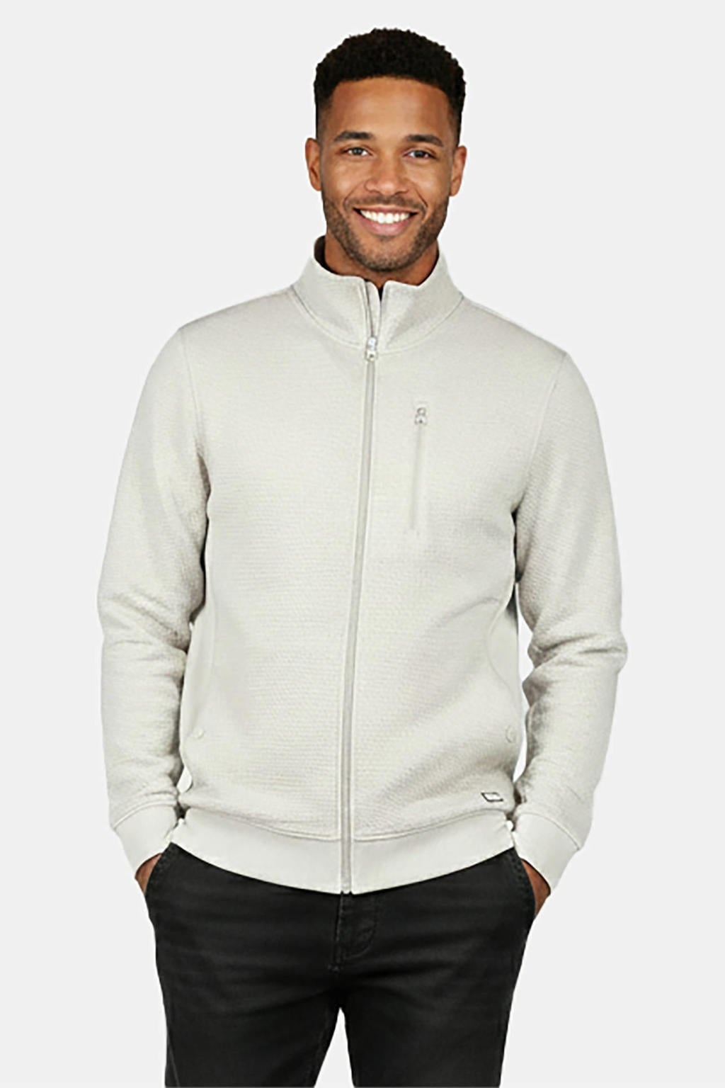 Cars sweatvest met textuur beige