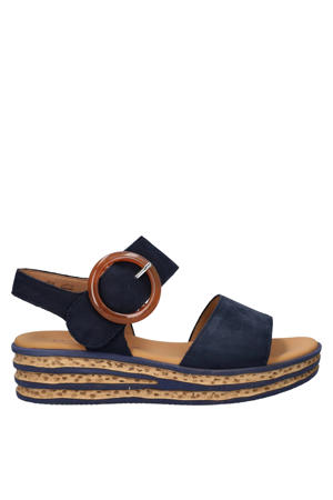 Best Fitting suède sandalen met sleehak donkerblauw