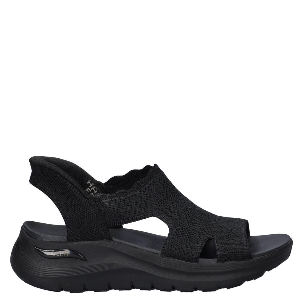 Zwarte dames Skechers Hands Free Slip-In Arch Fit 2.0 sandalen van textiel