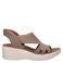 Skechers Parallel Lite Summer Invite sandalen met sleehak taupe