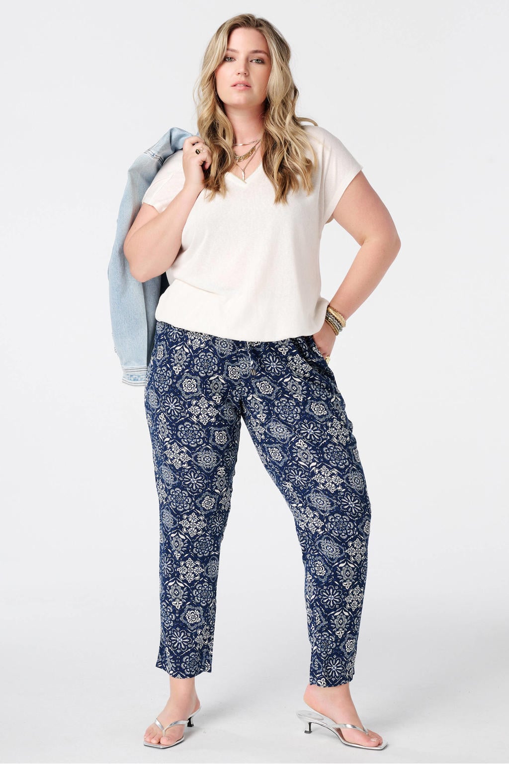MS Mode T-shirt met glitters Plus Size - ecru