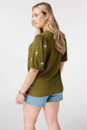 thumbnail: MS Mode blousetop met borduursels Plus Size - olijfgroen