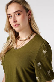 thumbnail: MS Mode blousetop met borduursels Plus Size - olijfgroen