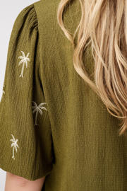 thumbnail: MS Mode blousetop met borduursels Plus Size - olijfgroen
