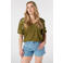 MS Mode blousetop met borduursels Plus Size - olijfgroen