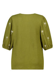 thumbnail: MS Mode blousetop met borduursels Plus Size - olijfgroen