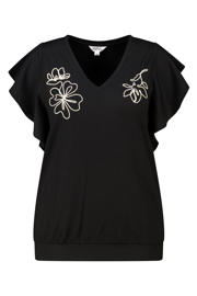 thumbnail: Zwart en witte dames MS Mode top Plus Size van polyester met effen en korte mouwen