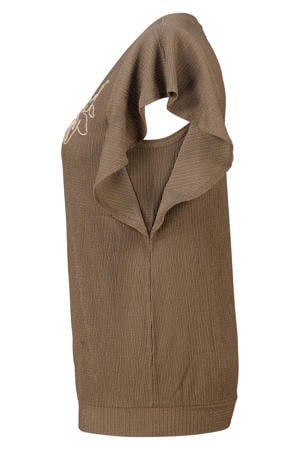 top met borduursels Plus Size - taupe