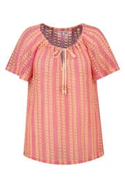 thumbnail: MS Mode gehaakte top met print Plus Size - roze